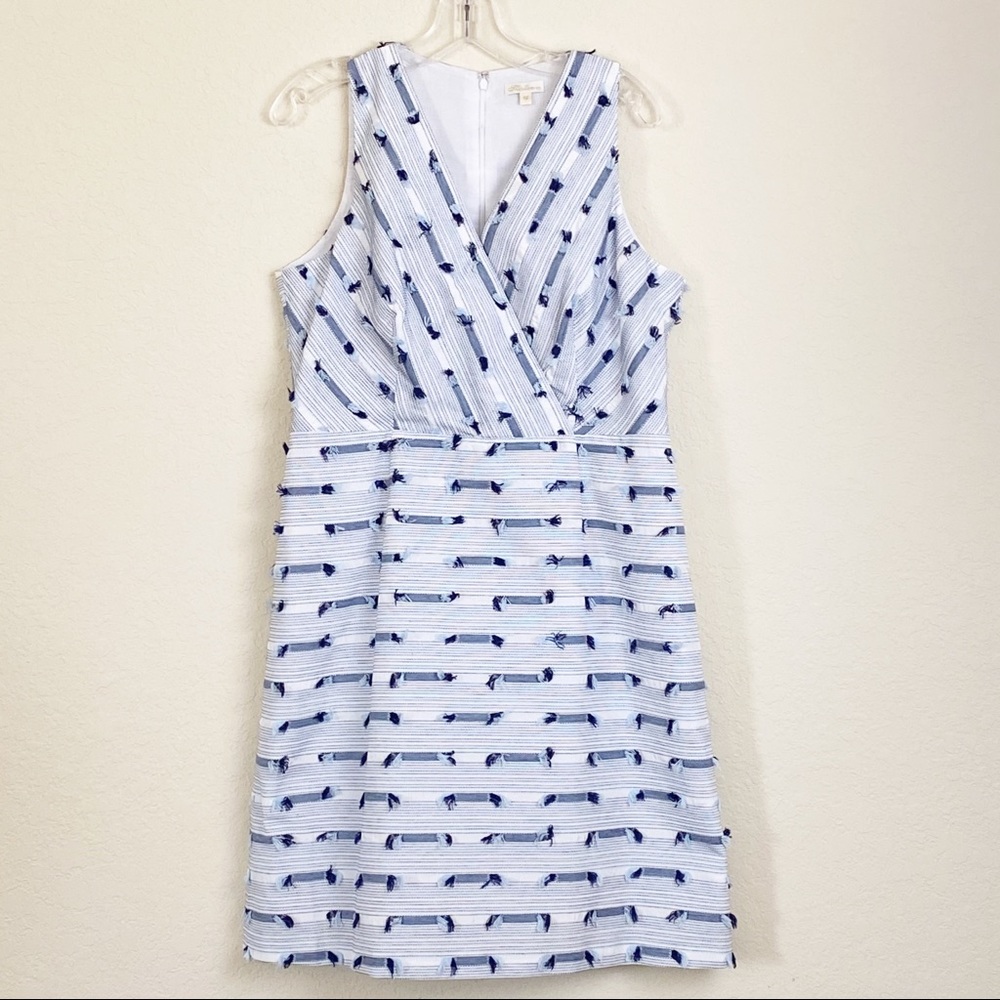Shoshanna Blue and White Stitched Pattern Dress
